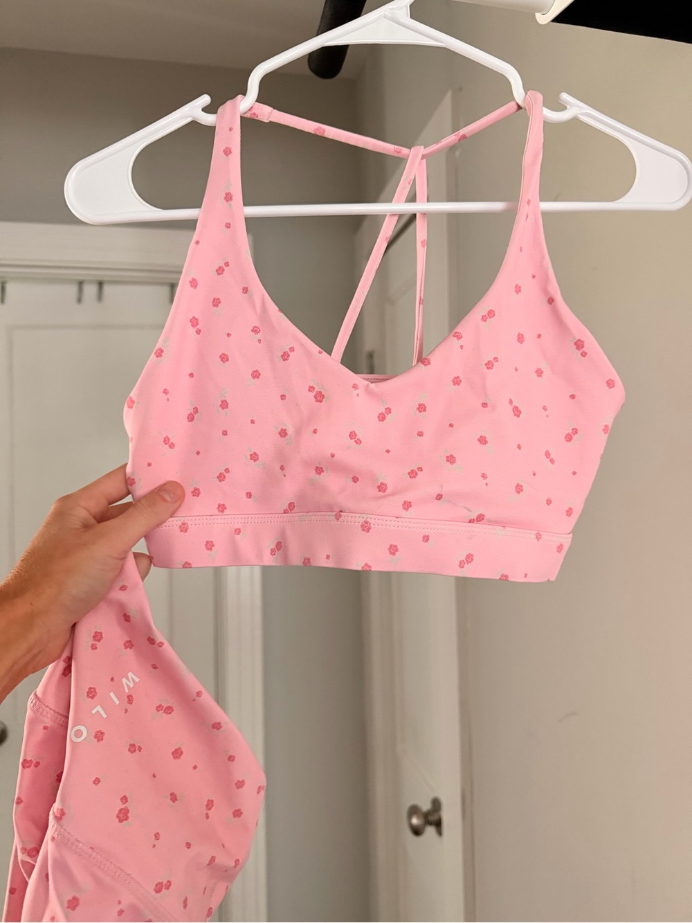 Pink Floral Ruched Bike Shorts & Strappy Bralette Set - Women Intimates - Picture 5 of 8